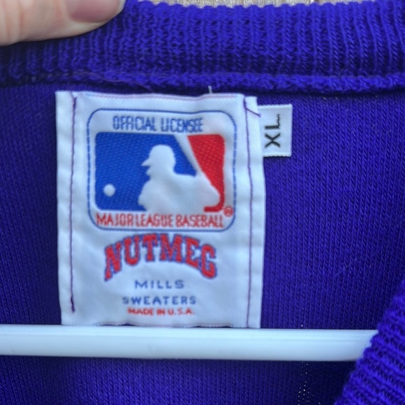 Vtg 90s Colorado Rockies Purple Knit V-Neck Sweater Mens XL Retro MLB Baseball - Picture 3 of 6